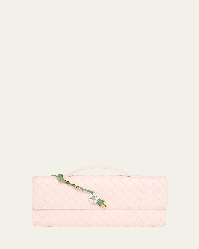 Andiamo Flower-Embellished Leather Clutch Bag